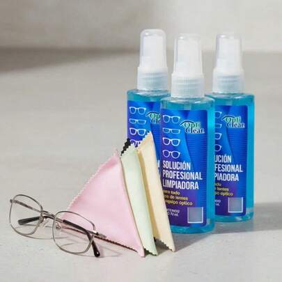 Kit De Limpieza Para Lentes 3 Liquido + 3 Paño