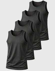 Kit 04 Men's Cotton Tank Top Shirt Comfortable Basic Plain - Black - View 1