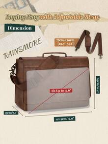 NEWHEY 复古翻盖男士斜挎包，PU皮革笔记本电脑包，15.6英寸防水男士公文包，复古电脑包，适合工作、大学、办公室、旅行等场合，防水男士公文包 - 彩色 - 查看 6