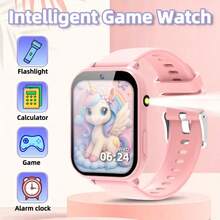 Reloj inteligente para niños de 1,83 pulgadas con cámara, álbum de fotos de crecimiento, 18 juegos integrados, calculadora/calendario/linterna LED, unisex para niños y niñas - Multicolor - Ver 1