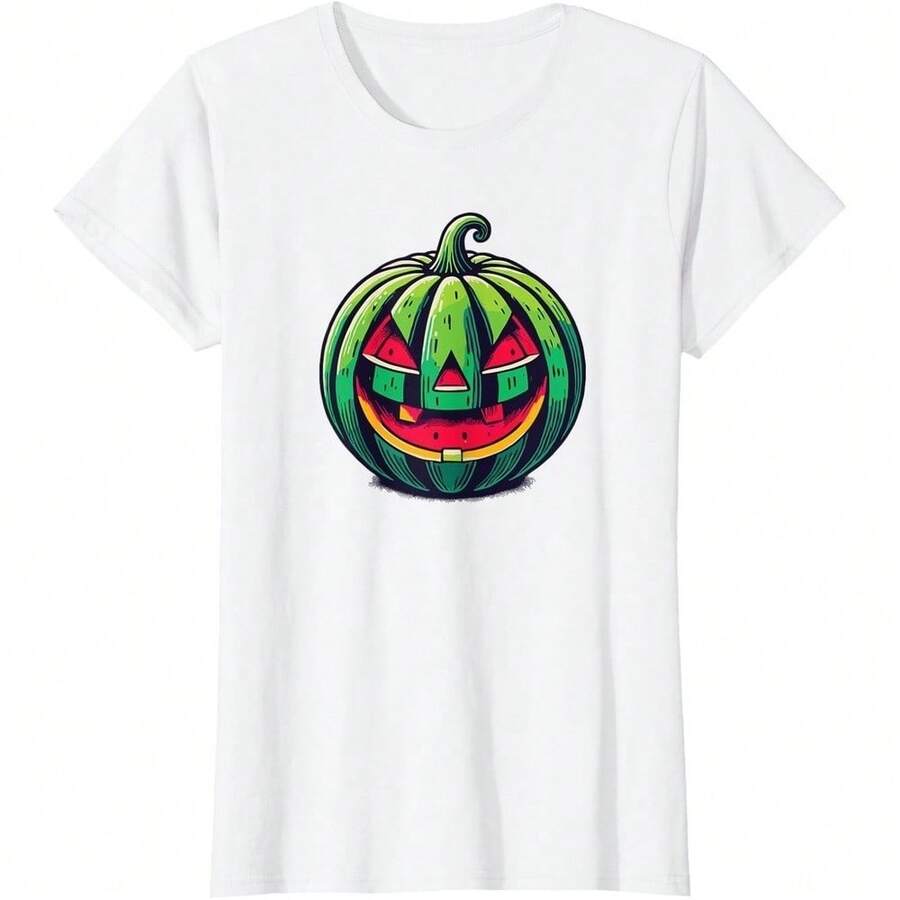 Watermelon Summerween Design Funny Vacation Ladies' Crewneck T-Shirt - White - View 1