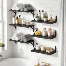 Tomnk 6pcs Floating Shelves For Wall, Floating Shelves With Storage, Shelves For Room Wall Decor For Bedroom, Bathroom, Living Room, Office - Nhiều màu - Xem 5