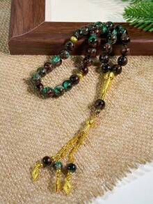 33pcs 10mm Silver Glass Beaded Bracelet, Ramadan Prayer Beads, Fashionable & Versatile, Suitable For Ramadan Prayer & Tasbih - Multicolor - View 5