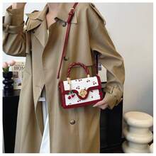 Fashionable High-End Pu Tote Bag With Versatile Square Shape And Cute Cherry Print, Perfect For Shopping, Dating Or Cross-Body For Girls., Kawaii Cherry Elements , Cute - Đỏ - Xem 7