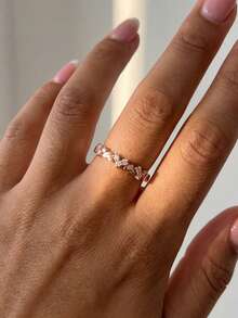 Stylever 1pc Romantic Heart-Shaped Decorative Ring, S925 Sterling Silver Promise Ring, Exquisite Jewelry Gift For Girls, Prom, Couples, Wedding Engagement, Bridal, Valentine's Day - Rose Gold - View 4