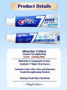 CREST 7-In-1 Toothpaste - 1pc, 180g/6.35oz, Comprehensive Protection, Multi-Functional, Refreshing Mint, Strengthens Teeth, Deep Cleaning, Oral Health Care, Fresh Breath, Gum Care, Whitening, Plaque Reduction, Daily Oral Hygiene, Family Sharing - Strengthen Tooth Enamel - View 3