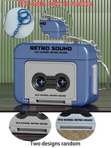 1 pieza Llavero de mini grabadora de casete estilo retro - Juguete musical de estilo vintage de doble cara rojo/azul con función de grabación incorporada, accesorio de llavero compacto, adecuado para regalos nostálgicos y entusiastas de la música, dispositivo de audio portátil | Diseño de cinta de casete | Botones funcionales - Multicolor - Ver 9