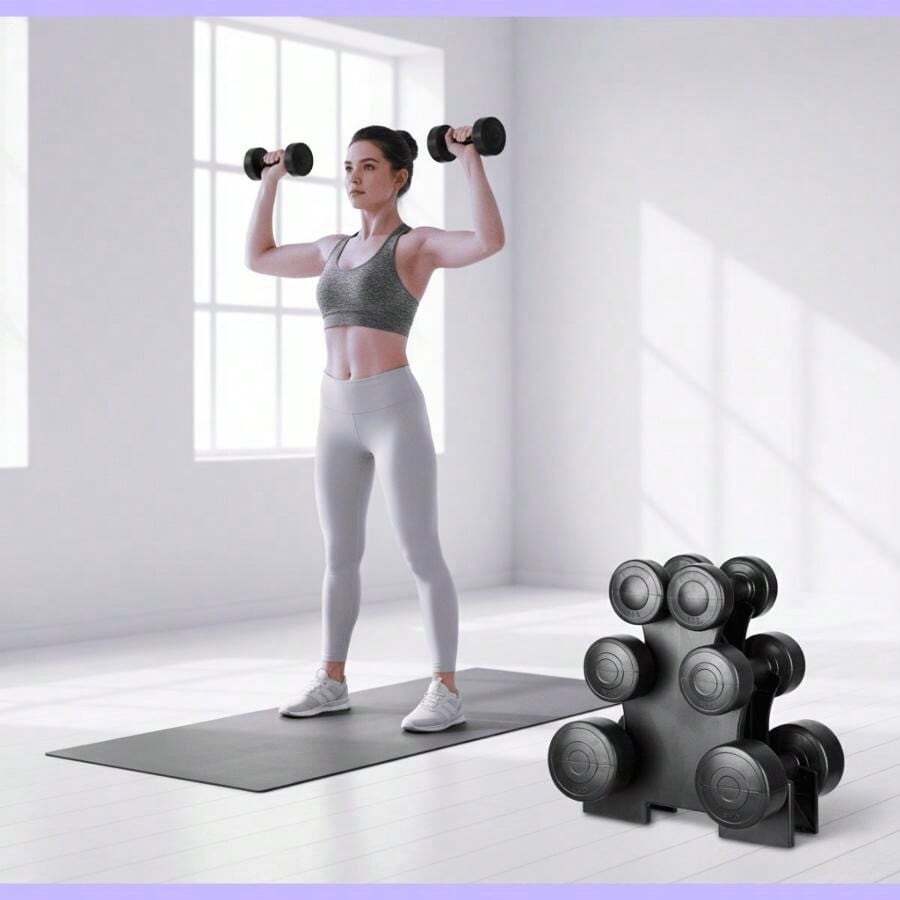 Dumbbell Set With Carry Rack – 1kg 2kg 3kg Weights For Home Workouts - Black - View 1