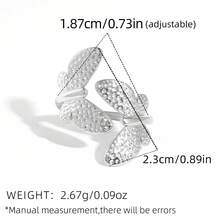 Uself 3pcs/Set Stainless Steel Delicate Butterfly Design Stackable Asymmetrical Rings, Women's Party & Holiday Accessories, Women Rings, Female Jewelry - Multicolor - View 11