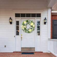 Artificial Spring Wreaths For Front Door 18 Inch Peony Wreath Summer Wreath With Peony Flower For Front Door Indoor Outdoor Wedding Home Wall Window Festival Decoration - B - 查看 7