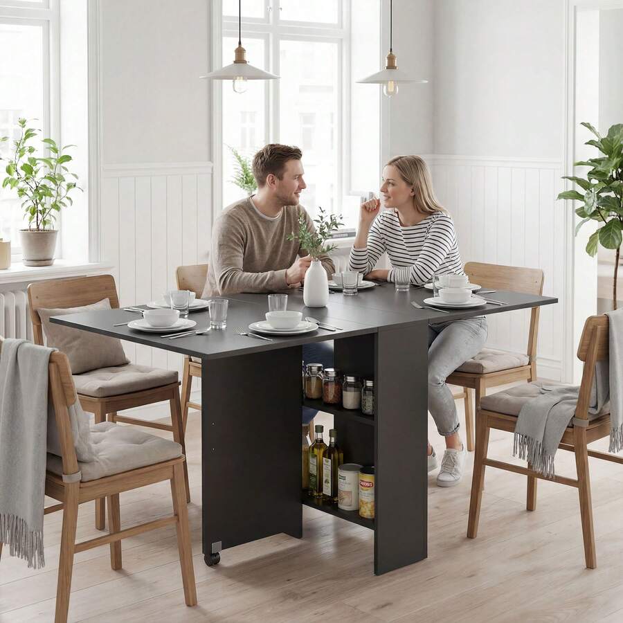 HOMCOM Mesas de comedor - Negro - Ver 1