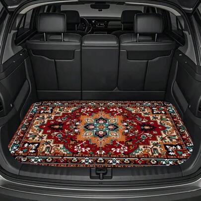 1 件装波西米亚风格汽车后备箱垫 - 印花设计，适合日常驾驶，适用于卡车、轿车、SUV，圣诞礼物户外垫