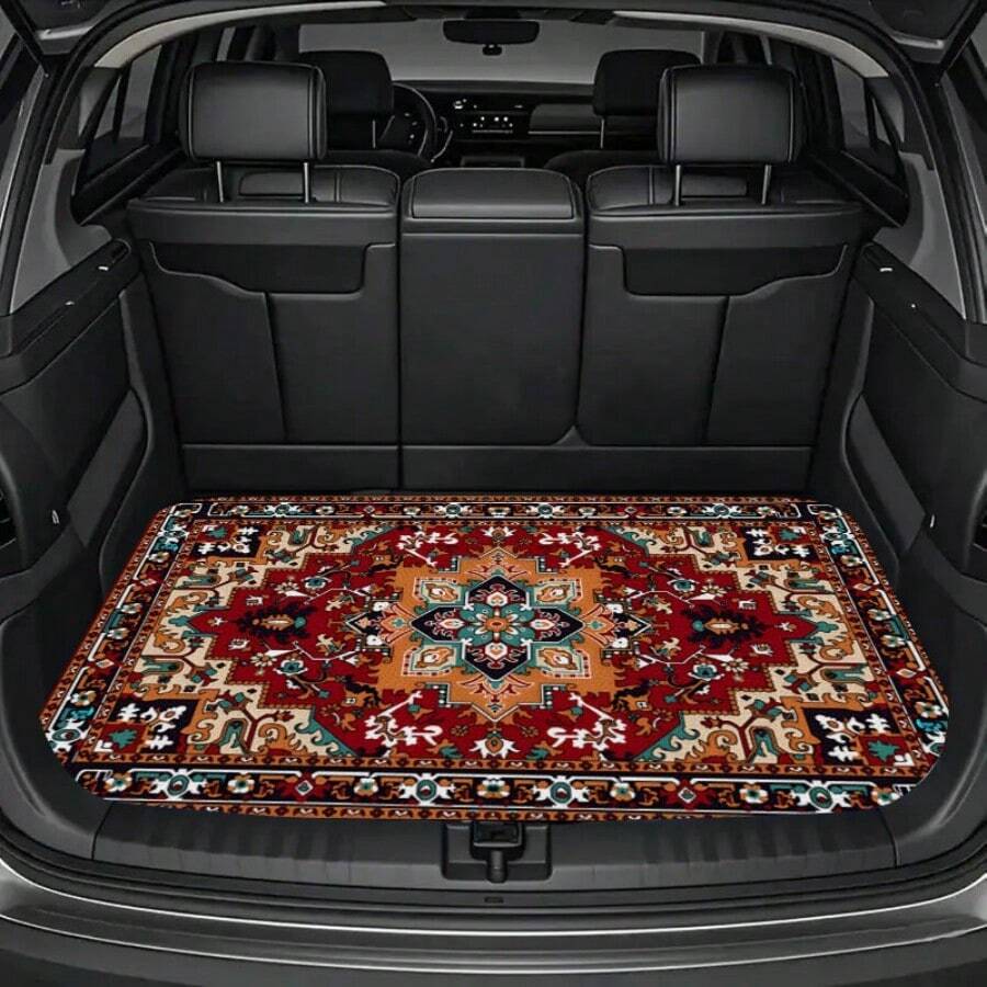 1pc Bohemian Style Car Trunk Mat - Printed Design, Suitable For Daily Driving, Fit For Truck, Car, SUV, Christmas Gift Outdoor Mat - Trunk Mat - View 1
