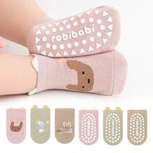 3双装防滑点状袜，四季皆宜，婴儿袜，卡通袜，可爱防滑地板袜，游戏袜 - 彩色 - 查看 10