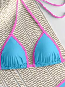 RWX VEST Triangle Bikini With Contrasting Trim And Adjustable Tie 2025 XX574 - Mint Blue - View 3