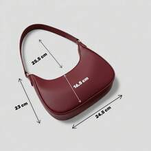 Santorini handbag Women's Baguette Bag, Spacious, Beautiful, Medium-Sized, Stylish, Casual Shoulder Bag - 酒紅色 - 查看 2