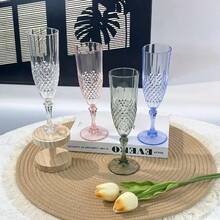 3只菱形图案香槟杯，防滑可重复使用高脚杯，适用于活动、派对、酒店、酒吧、餐厅、婚礼、周年纪念、节日等场合。 - 查看 4