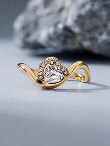 1pc 925 Sterling Silver Smooth V-Shaped Ring, Suitable For Women, Elegant Crystal Earrings, Exquisite Jewelry - Gold - View 9