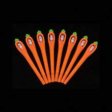 5/8pcs Easter Bunny Rotating Neutral Pens, Carrot Shaped Neutral Pens With Black Ink, Smooth Writing, School & Office Supplies, Ideal Easter Holiday Gift, Back To School Season Stationery Gift - Multicolor - View 2