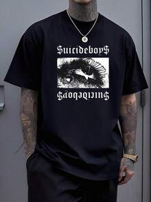 Suicideboy Era Tour Graphics Print T-Shirts For Men Harajuku Hip Hop Rock Style T Shirts Unisex Fashion Oversized Street T Shirt Tee Comfortable Comfortable Streetwear,Suicideboy Skeleton Graphic 100% Cotton Print T-Shirt,Halloween Funny Graphic, Sports Leisure Tee,Soft Cotton - Black 12 - View 1