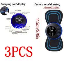 AXH. 3pcs EMS Neck Massager, 8 Massage Modes, 19 Intensity Levels, Deep Relaxation Massage Pad, Relieve Muscle Tension, Suitable For Muscle And Back - Black - View 11