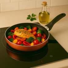 Interior Juego de sartenes Ø16 Ø20 Ø24 y Ø28 cm inducción, antiadherente, en aluminio prensado, en color bronce metalizado - Marrón - Ver 2