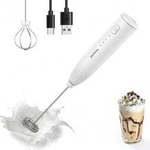 Feizsmile 1 件电动奶泡器和起泡器，可充电手持式电动奶泡器，配有 2 个不锈钢搅拌器，3 档速度可调，适用于咖啡、抹茶、拿铁、卡布奇诺、热巧克力，非常适合咖啡爱好者 - 彩色 - 查看 12