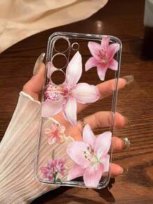 1个时尚创意粉色百合花软壳手机壳，兼容华为荣耀、Galaxy A04e/12/A13/A14/A34/A50/A52/A53/A54/S21/S22/S23/S24/S25/S25 Ultra、6A/7A/8A、12T/13T，国际版，非国内版 - 無色 - 查看 6