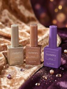 GMUME 3瓶/套 15毫升 亮片五彩纸屑凝胶指甲油，紫棕白亮片，趣味圆点派对饼干风格，独特DIY美甲，可卸UV/LED凝胶套装 - 彩色 - 查看 5