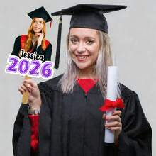 Personalized Face Fan With Wooden Handle Custom Photo Head Fan 2026 Graduation Birthday Party Favors Creative Celebration Prop - Color 1 - View 2