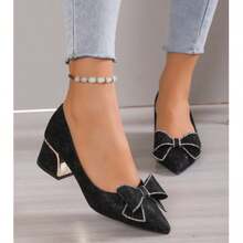 Women's Elegant Stilettos, Pointed Toe Patent Leather High Heels, Slip-On Sexy Shoes For All Seasons, Versatile Fashion Footwear, Elegant Party Shoes - Black - View 3