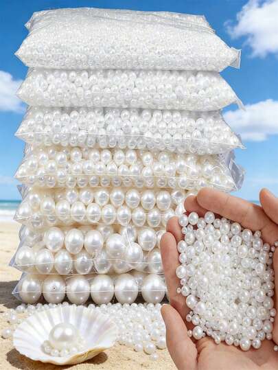 100/1000 件优雅的 6/12 毫米白色亚克力珠，带直孔，适合 DIY 珠宝制作 - 非常适合手镯、项链和工艺装饰