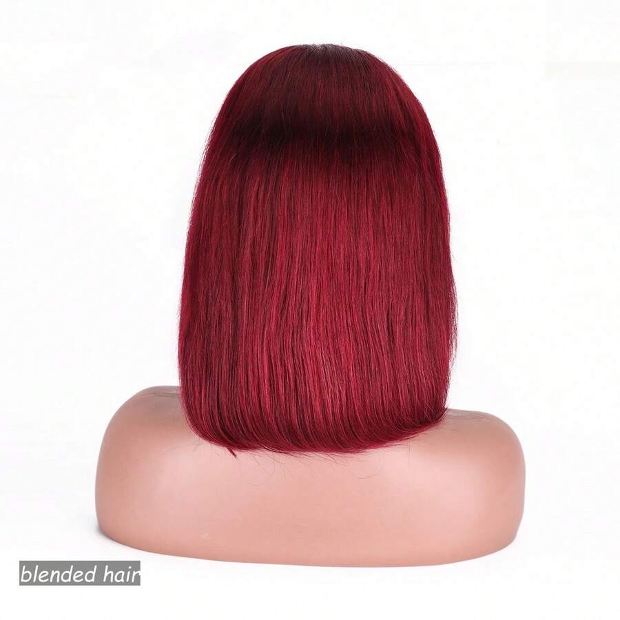 13x4 Real HD Lace Front Wig Human Blended Hair Ultra-Fitted Design Pre Plucked Natural Hairline Bleached Knots 180% Density Straight Ultra-Thin HD Lace Frontal Wig 8-36Inch 99J Burgundy - S99J/BUG - View 1