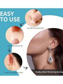 500/300/100pcs Ear Lobe Support Stickers, Invisible Earring Stickers, Ear Sticker Earring Protector, Heavy Earring Stabilizer, Prevent Ear Lobe Stretching Or Tearing, Transparent Invisible Ear Lobe Protector, Suitable For Long-Term Earring Wear, Small Business Supplies - View 3