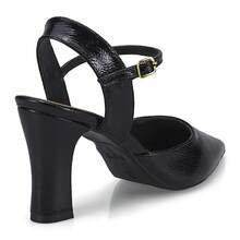 Women's Pointed Toe Dress Pump With Buckle And Block Heel 8588 - Black - View 3
