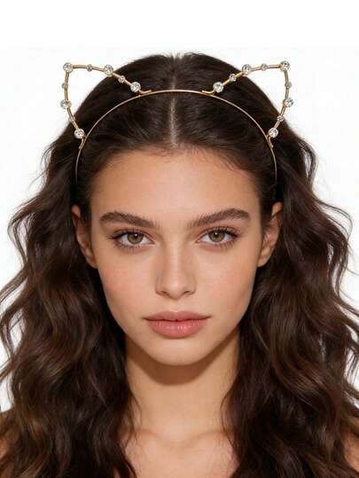 1pc Alloy Cat Ear Rhinestone Hair Hoop Beauty Home Hair Accessories
