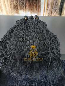 Russian Semi-Human Curly Hair Extension Weft, 50cm, Black, 100g Russian Fiber - S1 - View 7