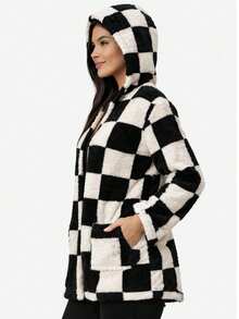 Women's Teddy Animal Print Hooded Jacket – Leopard Style With Fur Pockets - Everyday Wear - ZADREX - View 4