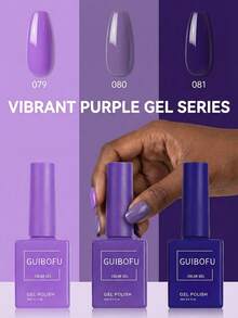 GMUME 3支/套 15ml 紫色激情凝胶指甲油，薰衣草紫罗兰深茄子色，魔法女巫万圣节色彩，单色美甲，可卸UV/LED指甲油 - 彩色 - 查看 3