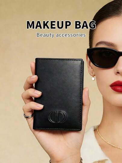 Dior Black Handbag, Card Holder, Passport Holder, Fashionable Travel Document Bag, Black Textured, Suitable For Daily Use