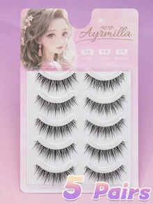 5对/10对装 纤薄自然透明睫毛根部假睫毛，春季新品，偶像妆容，自然假睫毛，蓬松柔软，3D水貂毛质感，多层假睫毛，适合婚礼、派对、夜店妆容，也适合日常工作、约会、度假、婚礼、学生拍摄、舞台表演、派对角色扮演等场合，佩戴舒适，手工制作，促进睫毛自然生长，深受韩国、日本和欧洲女孩喜爱的睫毛款式。 - 黑色 - 查看 8
