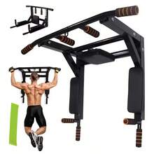 Wall-Mounted Pull-Up Bar - All-In-One Fitness System With Neck Weight Rack, Space-Saving Design, Sturdy Black Weightlifting Equipment, Suitable For Home Gym - Black - View 8