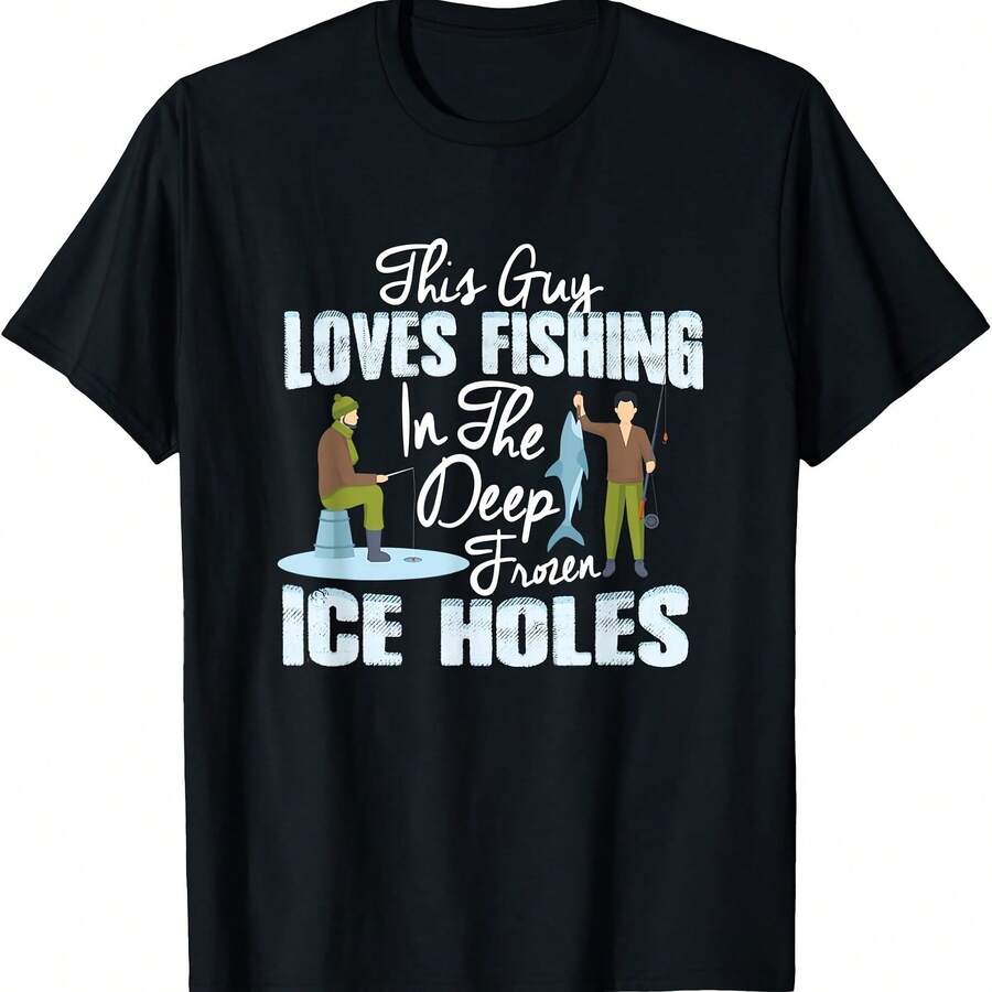 This Guy Loves Fishing In The Deep Frozen Ice Holes Tee Gift T-Shirt - Đen 4 - Xem 1