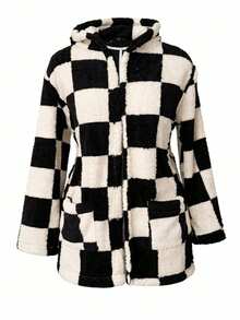 Women's Teddy Animal Print Hooded Jacket – Leopard Style With Fur Pockets - Everyday Wear - ZADREX - View 6