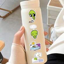 51 Pcs Alien Stickers - Perfect For Decorating Your Phone, Water Bottles, Scrapbook, Journaling, Car, Laptop & More! A Vibrant And Aesthetically Graffiti Set - Random Style - View 10