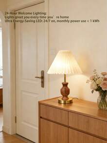 1 pieza Lámpara de mesa decorativa con textura de madera, adecuada para sala de estar, estudio, habitación de hotel, campamento al aire libre, regalo de Eid, dormitorio, lectura, estudiante, niños, decoración, luz nocturna para embarazadas, luz con sensor, lámpara de rincón de oración, estilo italiano, minimalista, estilo chino, estilo francés, estilo árabe moderno, diseño islámico minimalista, estilo mixto Oasis - Multicolor - Ver 4