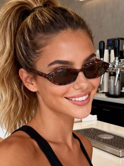 1 Pair Leopard Frame Cat Eye Fashion Glasses, Suitable For 18, 21, 30, 40, 50 Years Old, Birthday Party Gift Accessory, Casual, Travel, Beach, Daily Wear