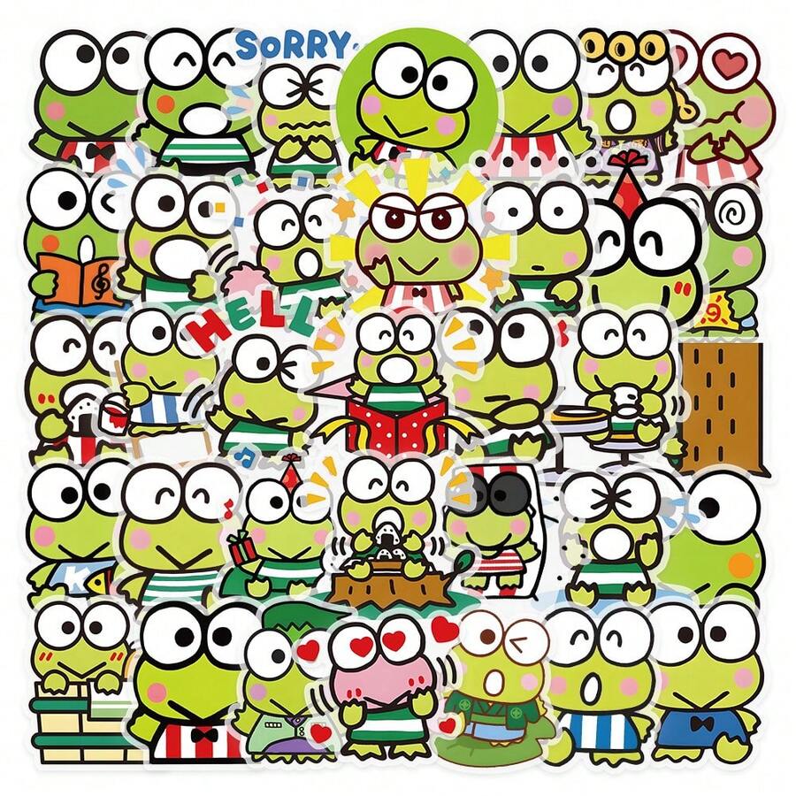 SANRIO 50Pcs Sticker Pack -  Cute Frog & Friends Decals For Phone & Journal - 50PCS - View 1