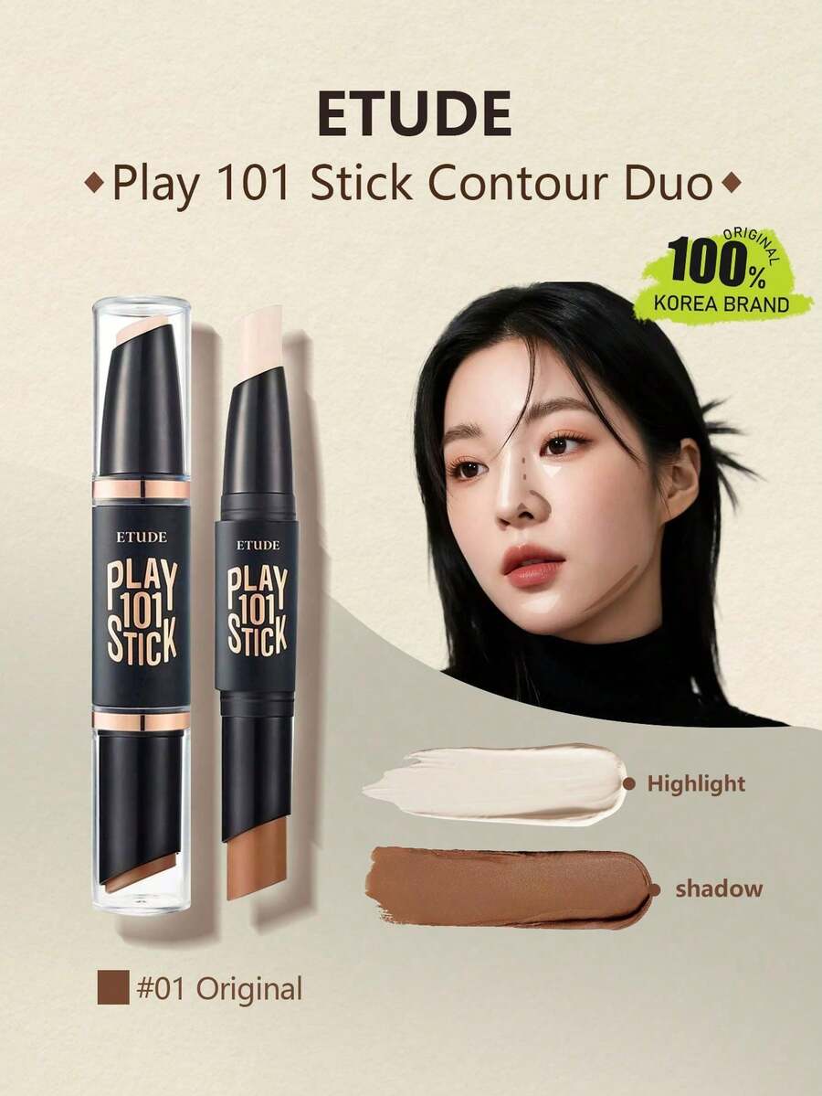 ETUDE Barra de contorno Play 101 01 Natural, textura cremosa, iluminador y contorno, maquillaje de escultura facial 2 en 1, crea un efecto de sombreado natural, cosméticos coreanos, 5.8g/0.2oz - 01 Original - Ver 1