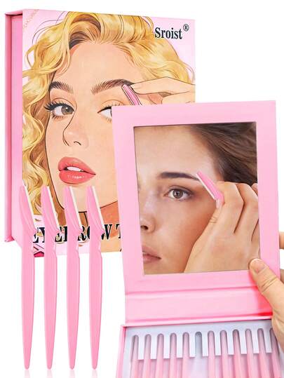 12pcs Exquisite Magnetic Box Eyebrow Shaver For Girls' Face, Hardbound Magnetic Box Eyebrow Trimmer With Mirror, 1 Set Of Light Pink Eyebrow Shaver Set, Facial Hair Remover, Hair Trimmer, Precise Sleeve, Hair Remover, Eyebrow Trimmer, Calluses Remover, Body Hair Removal Trimmer And Facial & Eyebrow Shaver Set, Long Handle Blade With Precision Shield, Female Beauty Tool, Suitable For Daily Use Or Travel, Affordable, And Can Be Used As Christmas Gifts.